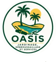 Logo Oasis : palmiers, soleil et plan d'eau
